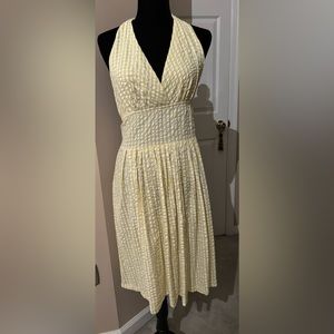 Merona yellow and white seersucker halter dress. Size 10.
